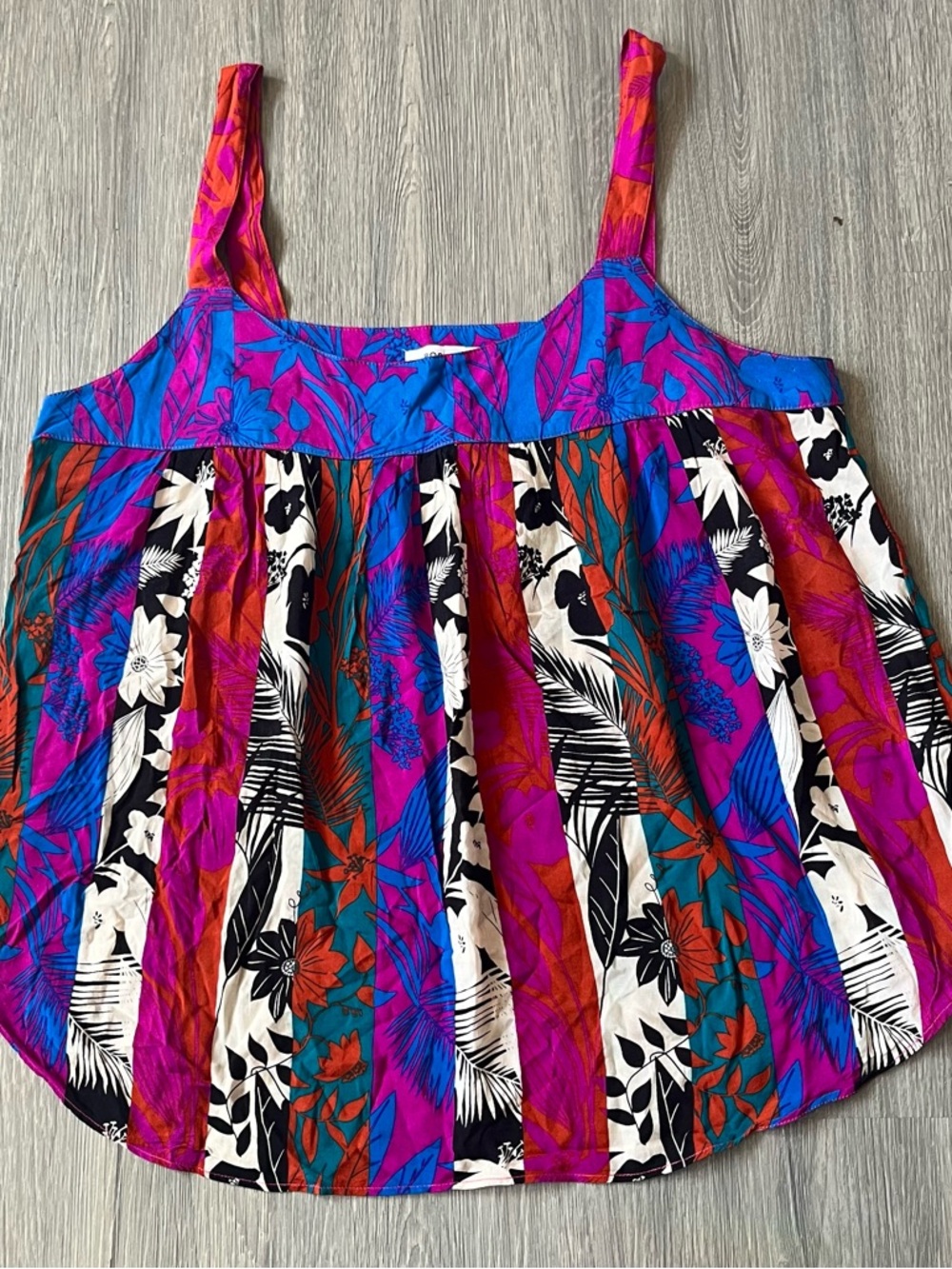 Rose & Olive Boho Pink Blue Floral Stripe Tank